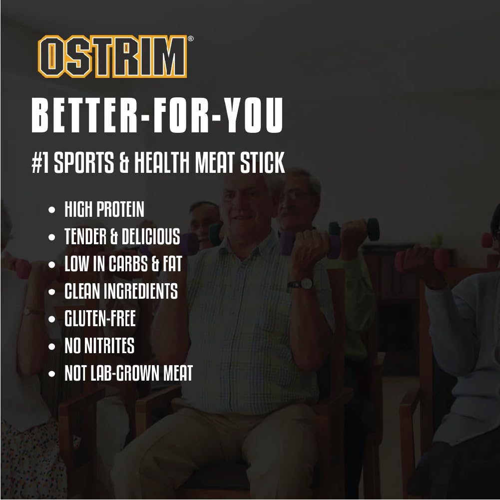 Ostrim (1.5oz) Beef & Ostrich High Protein Snack Stick, (Pepper Flavor), (1 Pack of 10)
