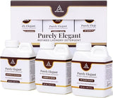Luxury Laundry Detergent Liquid Soap Sampler 3 Pack by Purely Elegant, 4oz Travel Size Variety Set, Lavender & Chamomile, Amber & Moss, My Happy