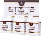 Luxury Laundry Detergent Liquid Soap Sampler 3 Pack by Purely Elegant, 4oz Travel Size Variety Set, Lavender & Chamomile, Amber & Moss, My Happy