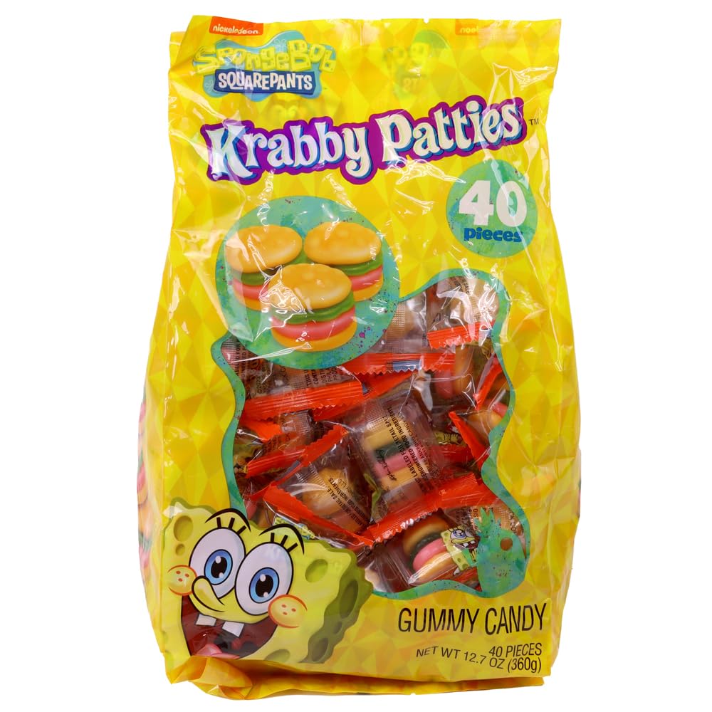 SpongeBob SquarePants Krabby Patties Gummy Candy Burgers, 80 count