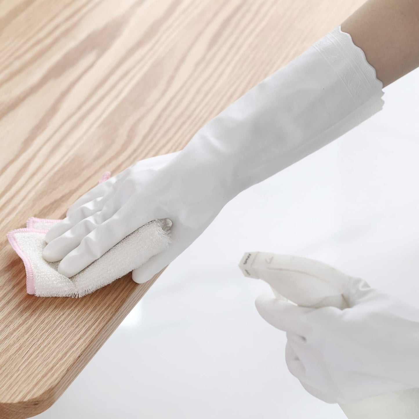 Bamllum Rubber Cleaning Gloves - 3 Pairs Latex Free Kitchen Cleaning Gloves with Cotton Liner- Household Dishwashing Gloves, Non- Slip Waterproof
