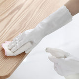 Bamllum Rubber Cleaning Gloves - 3 Pairs Latex Free Kitchen Cleaning Gloves with Cotton Liner- Household Dishwashing Gloves, Non- Slip Waterproof