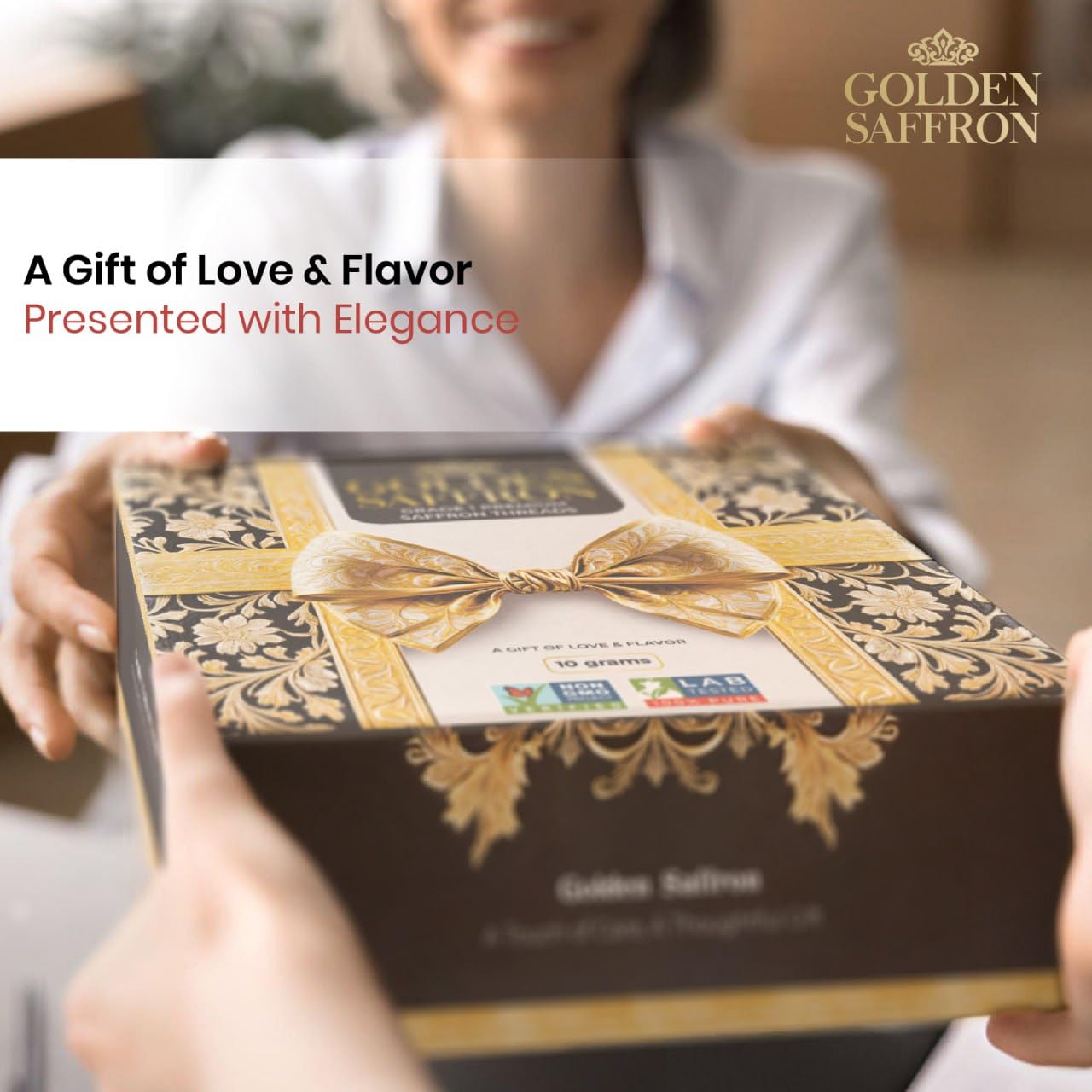 Golden Saffron Luxtury Gift Box, Premium All Red Saffron Threads, Grade A+ Super Negin, Perfect For Any Occasions Non-GMO Verified for Tea, Paella
