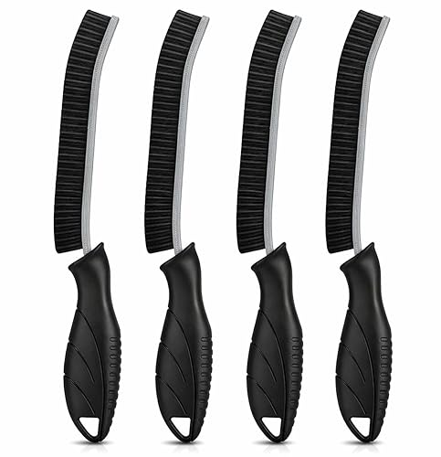 Cadley Cleaning Brush Set of 4, Cleaning Brushes for Household Use, Grout Cleaner Brush with Long Handle, Gap Cleaning Tool, Hard Bristle Brushes