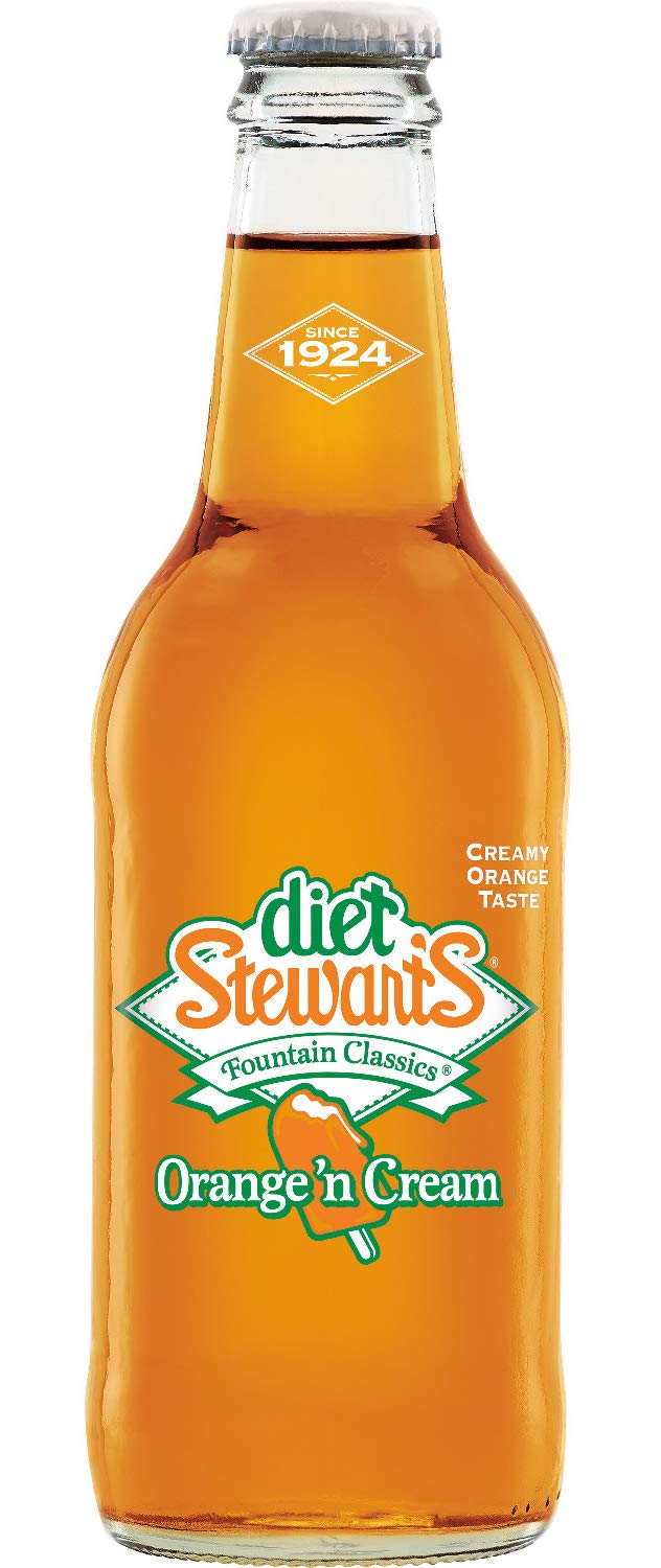 Diet Stewart's Orange 'n Cream Soda, 12 fl oz (24 Glass Bottles)