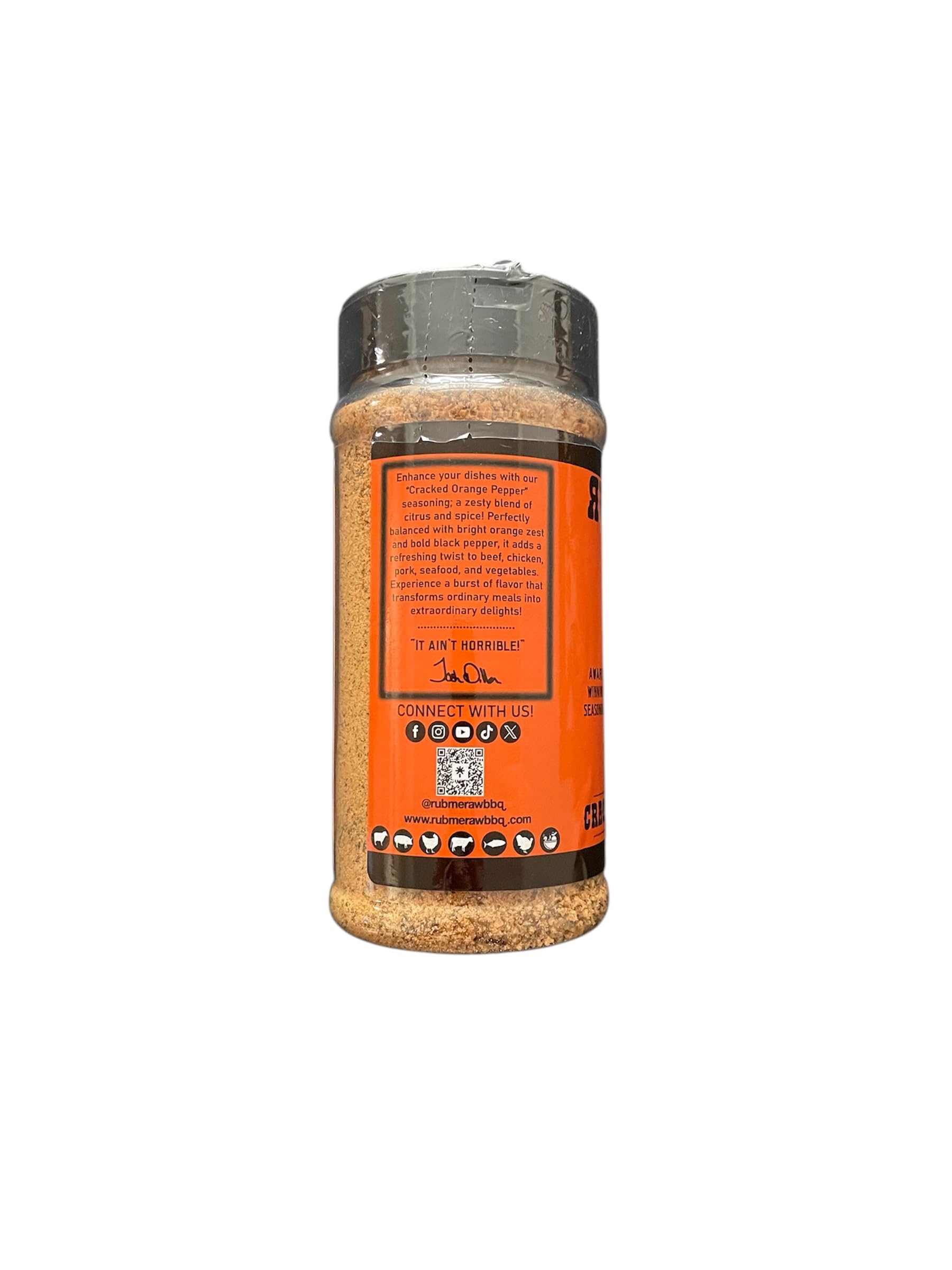 Rub Me Raw Cracked Orange Pepper Seasoning, Steak, Fish, Beef, Chicken, Shrimp, Jerky and More, Replace Lemon Pepper with a Flavor Explosion, No MSG