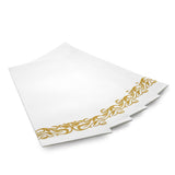 700 Piece Dinnerware Set - 200 Rim Plates, 300 Silverware, 100 Plastic Cups, 100 Linen-Napkins - Gold