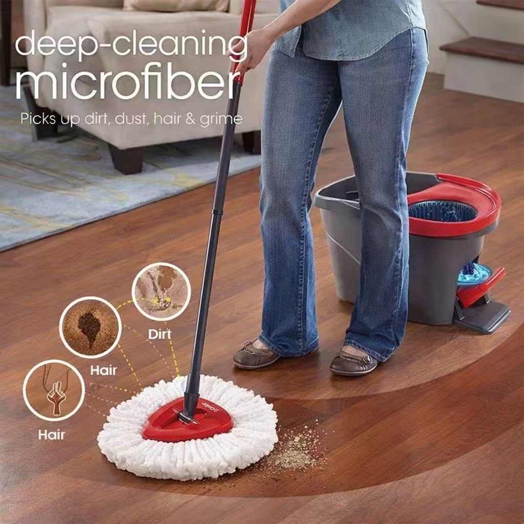 4 Pack Mop Head Replacement Compatible with O-Cedar EasyWring 1-Tank Spin Mop System, Microfiber Refill Heads, Machine Washable for Hardwood Tile