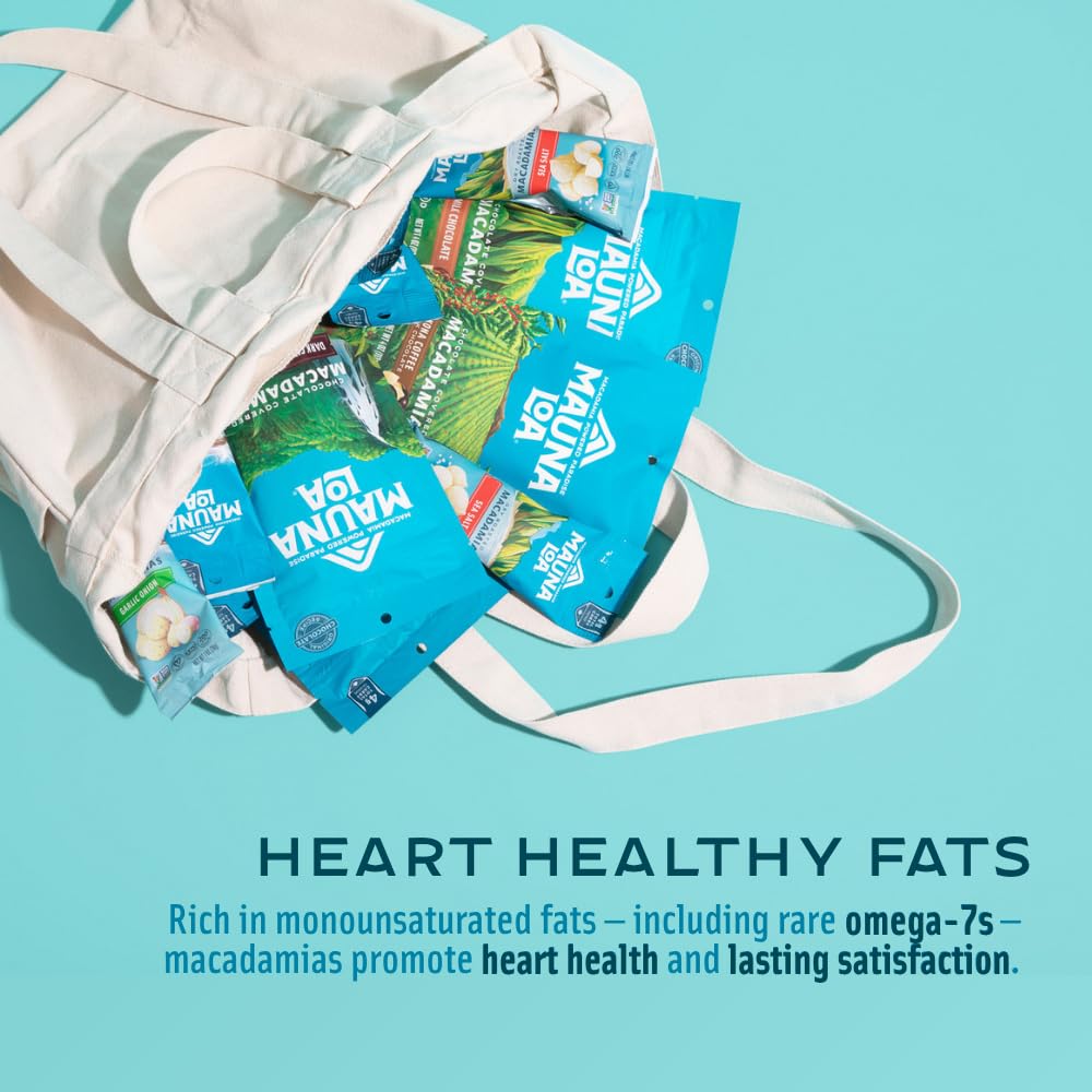 Mauna Loa Sea Salt Roasted Macadamia Nuts, 12 Pack of 1 oz Single Serve Snack Bags, Keto Friendly, Gluten Free, Healthy Snack