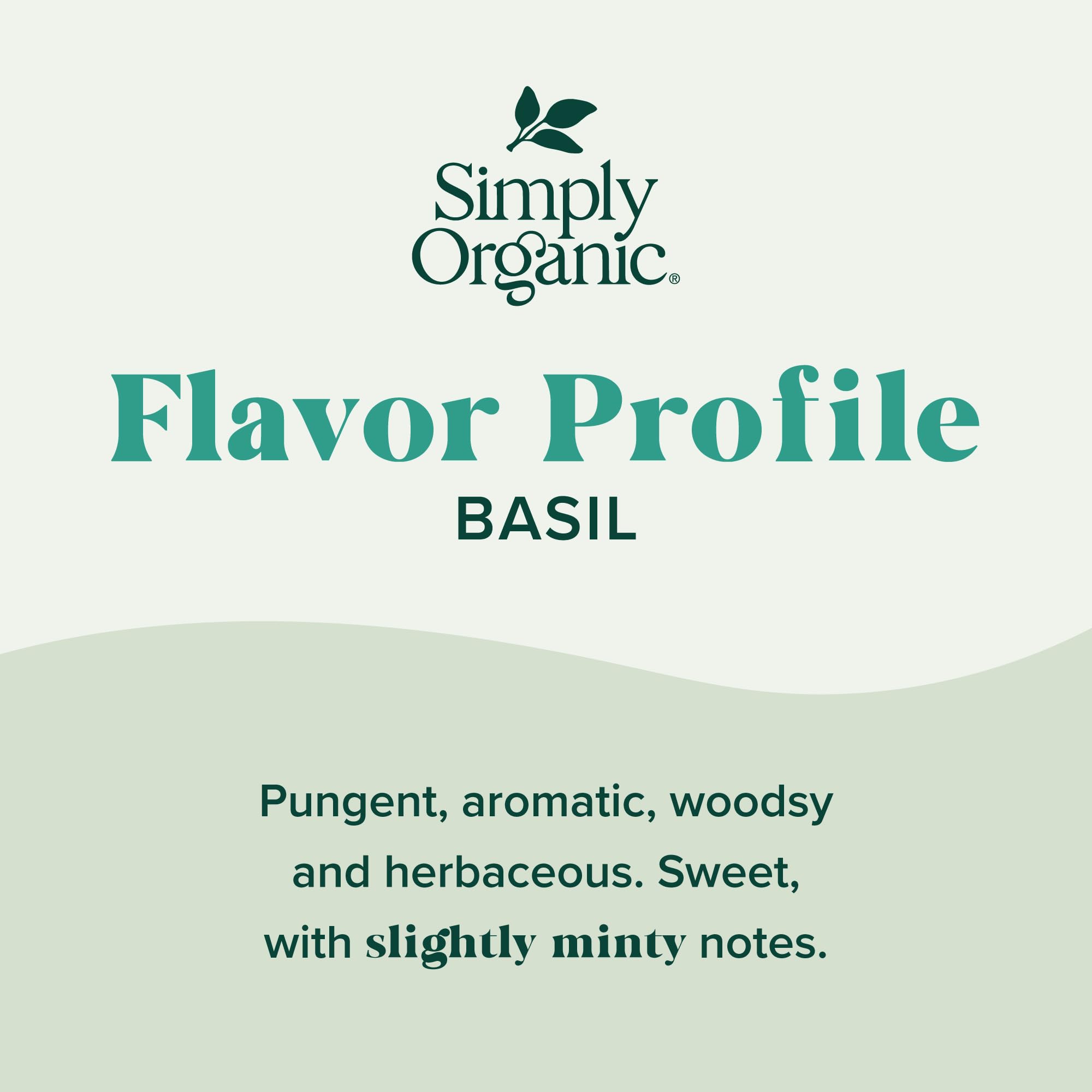 Simply Organic Pure Egyptian Basil Leaf, 0.54 Ounce Bottle, Cut and Sifted, Herbaceous and Aromatic, Popular on Pizza, Kosher