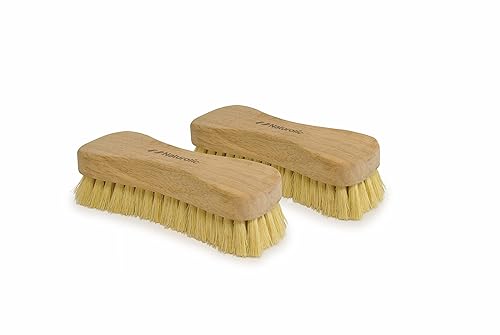 All-Natural Wooden Scrub Brush Set | Eco-Friendly Cleaning Brush Set with Tampico Bristles | Floor Scrub Brush & Shower Scrubber for Bathroom, Tub