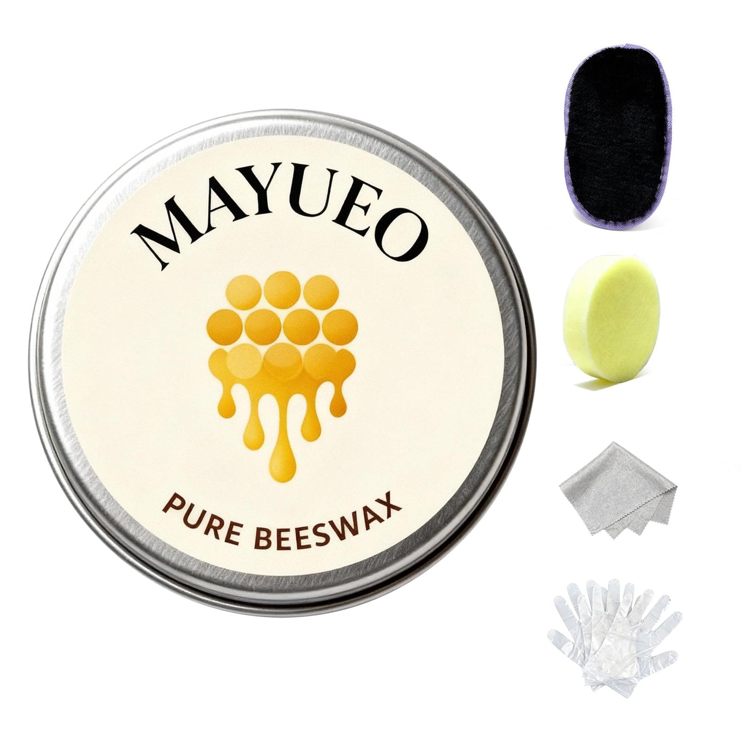 Mayueo 100ml-Beeswax Furniture Polish,Wood/Leather Conditioner + Polishing Tools- Natural Wood Polish with Sweet Orange Oil - Non-Toxic