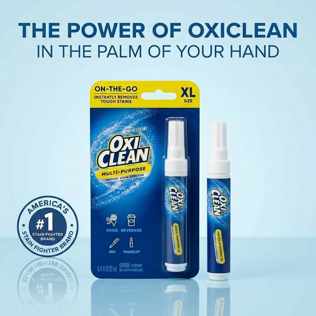 OxiClean On The Go Stain Remover Pen, 0.74 Fl Oz - Instant Travel Stain Cleaner for Clothes, Food, Wine, Coffee, Makeup, Portable & Easy Use