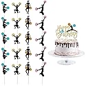 21 piece set Cheerleader Happy birthday cake topper-Cheerleading gymnastics cupcake top hat -cheerleader gymnast girl cake selection gym theme