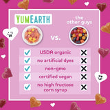 YumEarth Organic Valentine Sugarcoated Gummy Fruit Hearts - Fruity Candy, Gluten Free Snacks for Kids - Allergy Friendly, Non-GMO, No Artificial Dyes