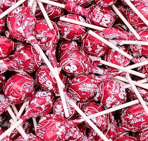 Red Raspberry Red Lollipops, Red Tootsy Pops (1 Pound)