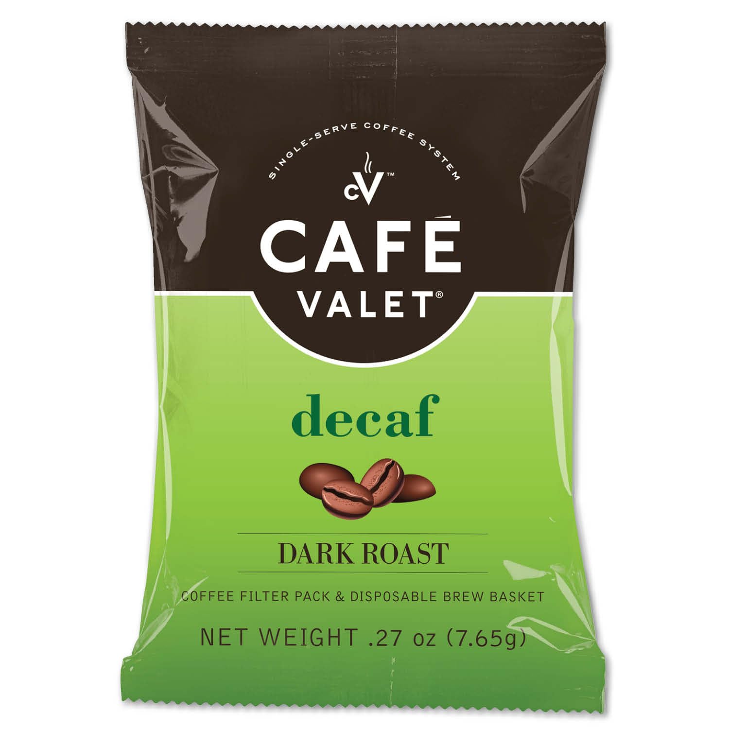 Café Valet DECAF Dark Roast Single Serve Coffee Packets - 84 Count - For Use with Café Valet Single Serve Cofee Makers - Disposable Brew Basket