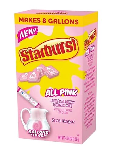 Starburst All Pink Strawberry Sugar Free Caffeine Free Powdered Drink Mix 8 Count (Pack of 1)