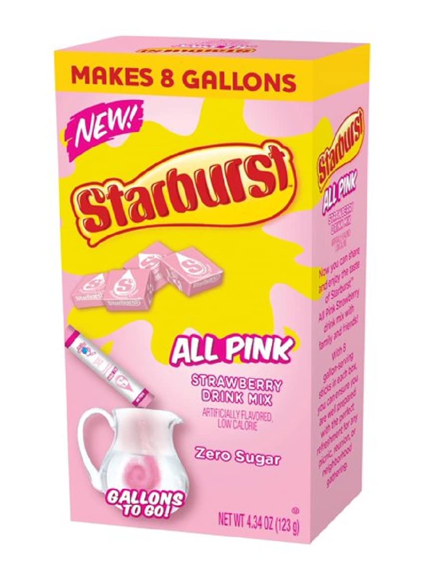Starburst All Pink Strawberry Sugar Free Caffeine Free Powdered Drink Mix 8 Count (Pack of 1)