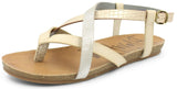 Blowfish Malibu Women's Granola Flat Sandal, Gold Dile/Silvermoon/White, 7 M US