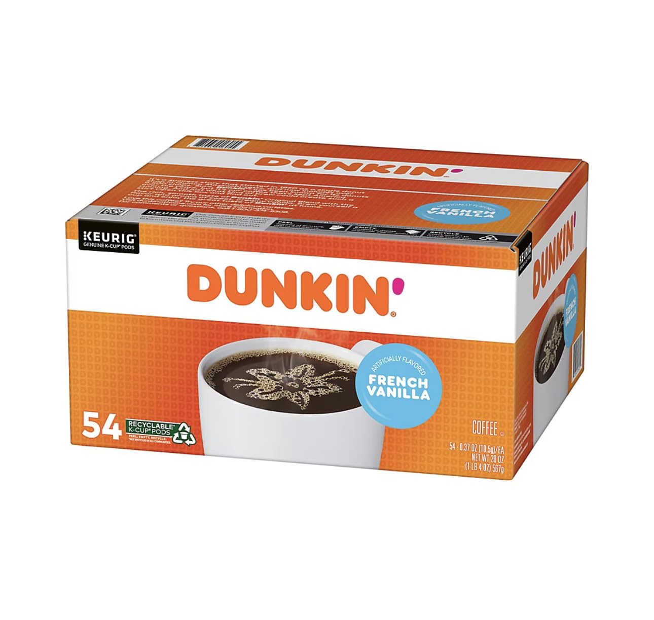 Dunkin' French Vanilla Coffee, 54 Keurig K-Cup Pods