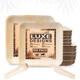 Luxe Designs Palm Leaf Plates - Eco-Friendly Alternative to Bamboo & Plastic - Heavy-Duty Compostable & Biodegradable Party Plates - Microwave & Oven
