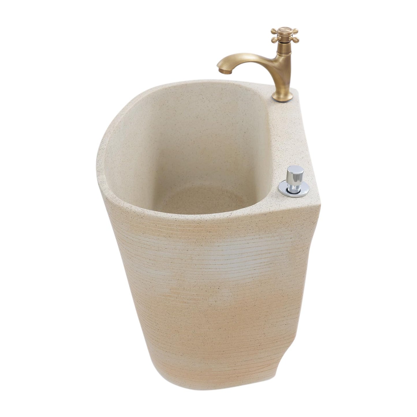 Garden Floor Mop Sink Set 16x13x16in, Ceramic Utility Mop Basin with Faucet and Button Drainage Large Capacity Mops Bucket for Garage Laundry Room