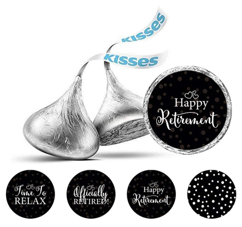 Darling Souvenir 190 Pcs New Beginnings Black Chocolate Drop Stickers - Mini Candy Wrappers for Retirement Party, Office Send-Off, and Career