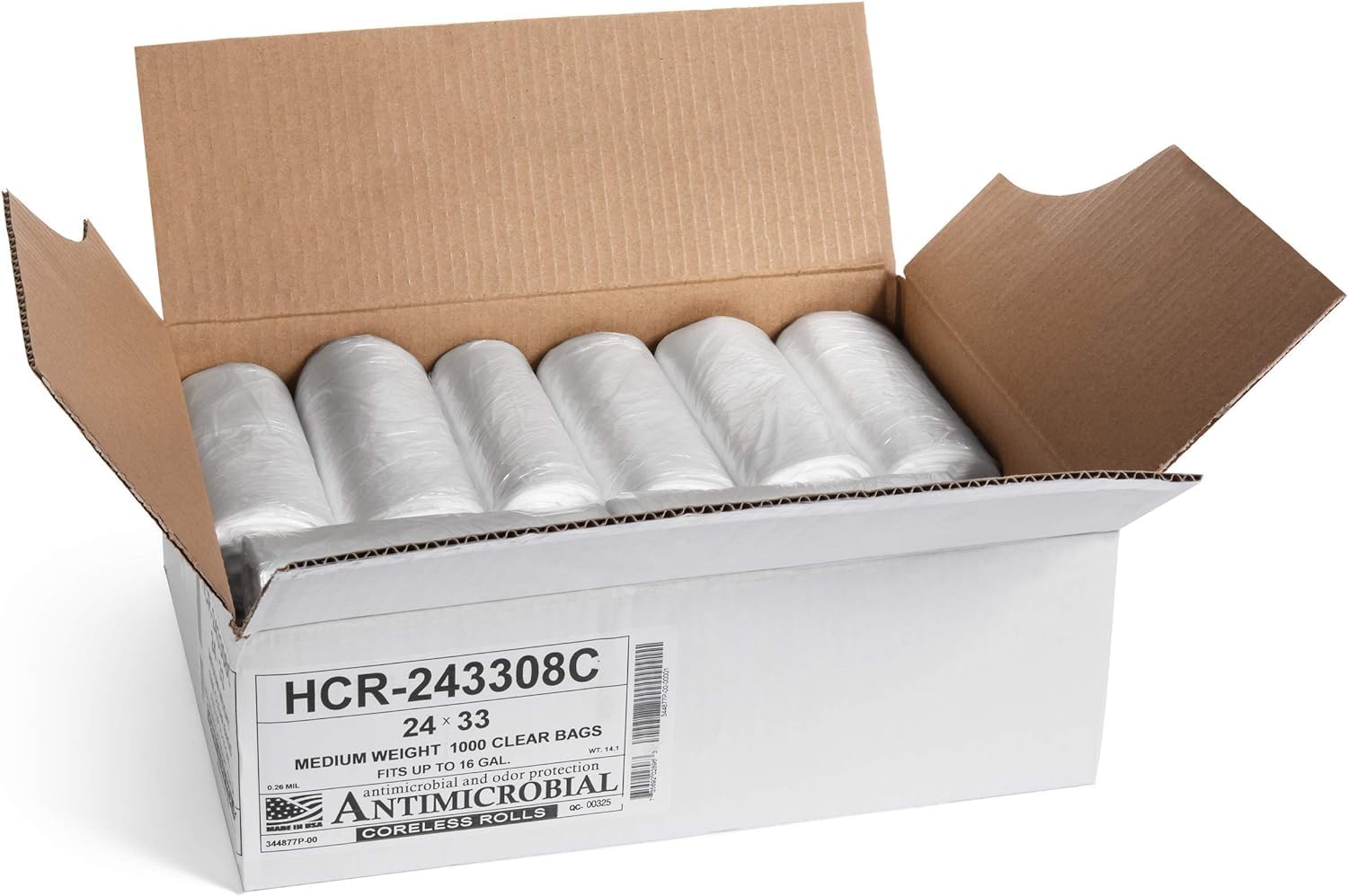 Aluf Plastics High Density Trash Bags, 16 Gallon, 1000 Count, 8 Micron (eq), 24" x 33", Clear, for Bathroom, Office, Industrial, Commercial