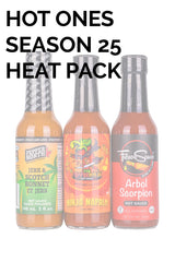 Hot Ones Season 25 Heat Pack Hot Sauce, Made With Natural Ingredient, Perfect For Superfans & Mini Wing Sauce Challenge, 5 fl oz Bottles (3-Pack)