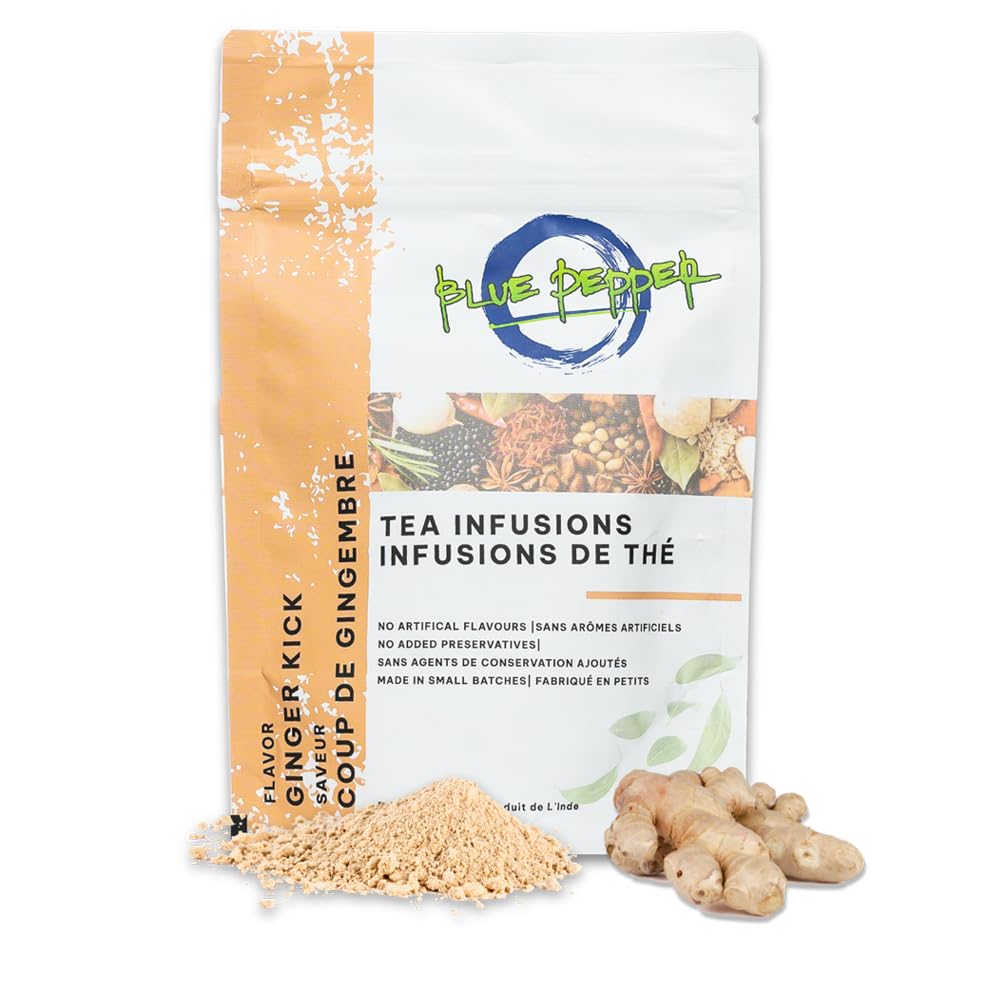 Blue Pepper Ginger Kick Tea Infusion Blend - Premium Ginger Kick Tea - All-Natural Ingredients, No Artificial Flavors - No Added Sugar - Caffeine Free