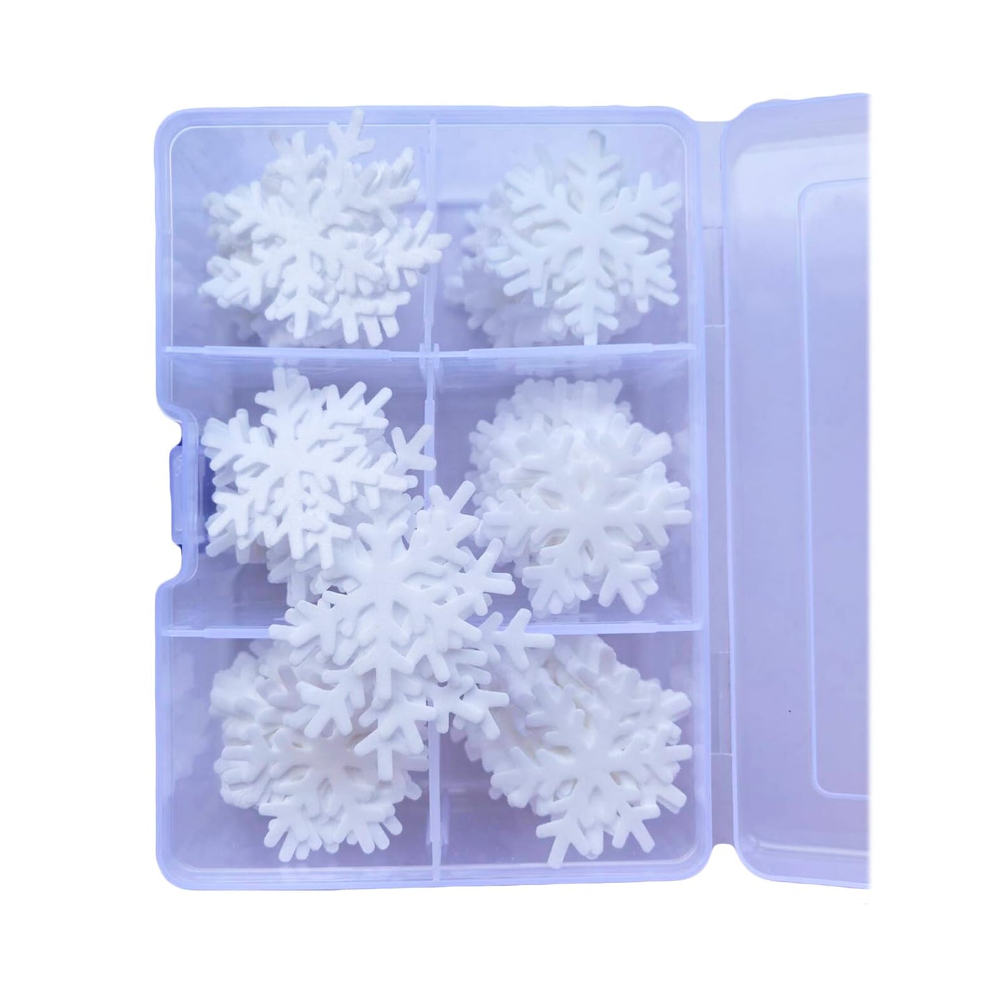 90Pcs Edible White Snowflakes Cake Toppers Christmas Winter Party Cupcake Decoration White and Blue