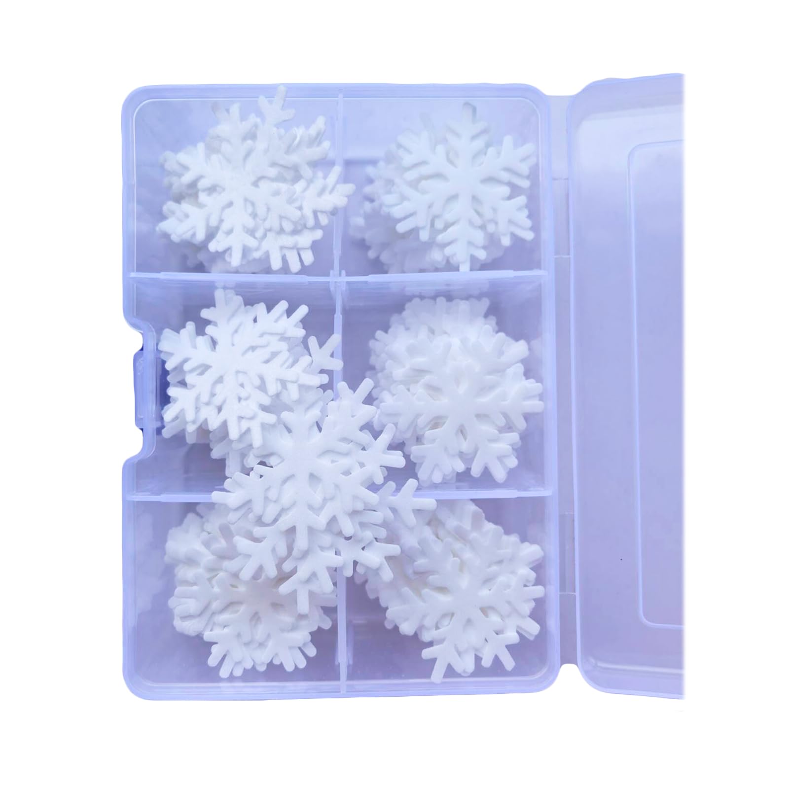 90Pcs Edible White Snowflakes Cake Toppers Christmas Winter Party Cupcake Decoration White and Blue