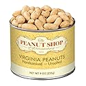 The Peanut Shop of Williamsburg Unsalted Williamsburg Virginia Peanuts, Non-Gmo Handcooked Salt Free - 9 Oz Tin