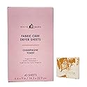Bath & Body Works Champagne Toast Fabric Care Dryer Sheets - Box of 40 sheets - with a Peach Gardenia Sample Soap