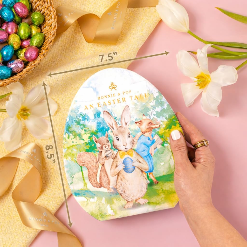 Easter Chocolate Gift Egg with Foiled Bunny & Chocolate Eggs - Decorative Easter Egg Gift Box, Gourmet Milk Chocolate Candy Assortment, Spring Easter