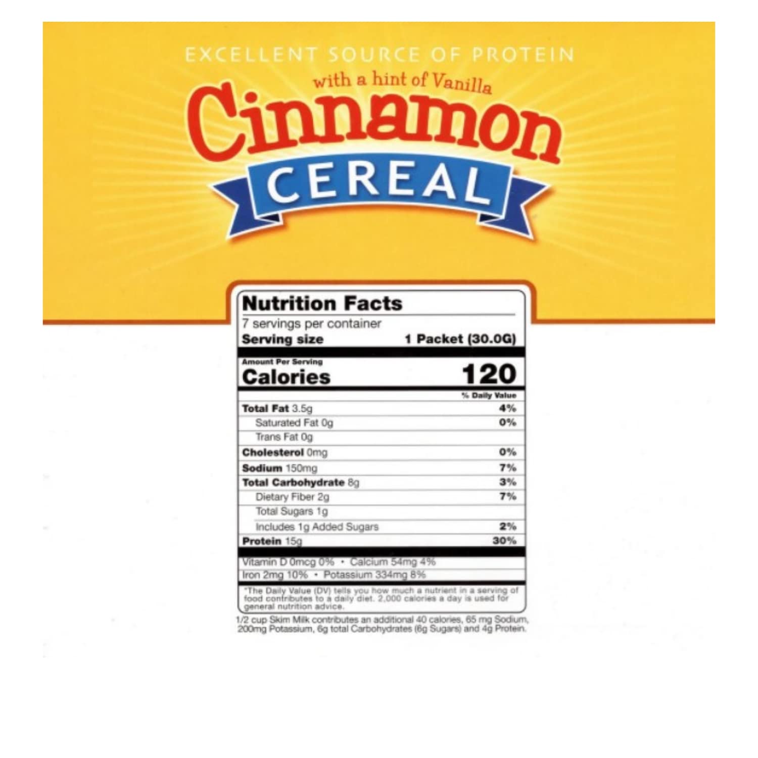 FITWISE - High Protein Cereal, 15g Protein, Low Sugar, Ideal Protein Compatible, 7 Servings Per Box (Cinnamon Vanilla)