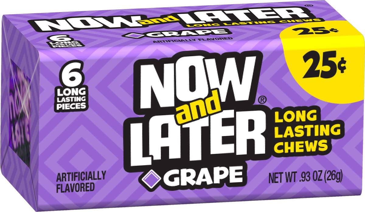 Now and Later Grape Long Lasting Chew Candy - 24 per pack -- 12 packs per case.