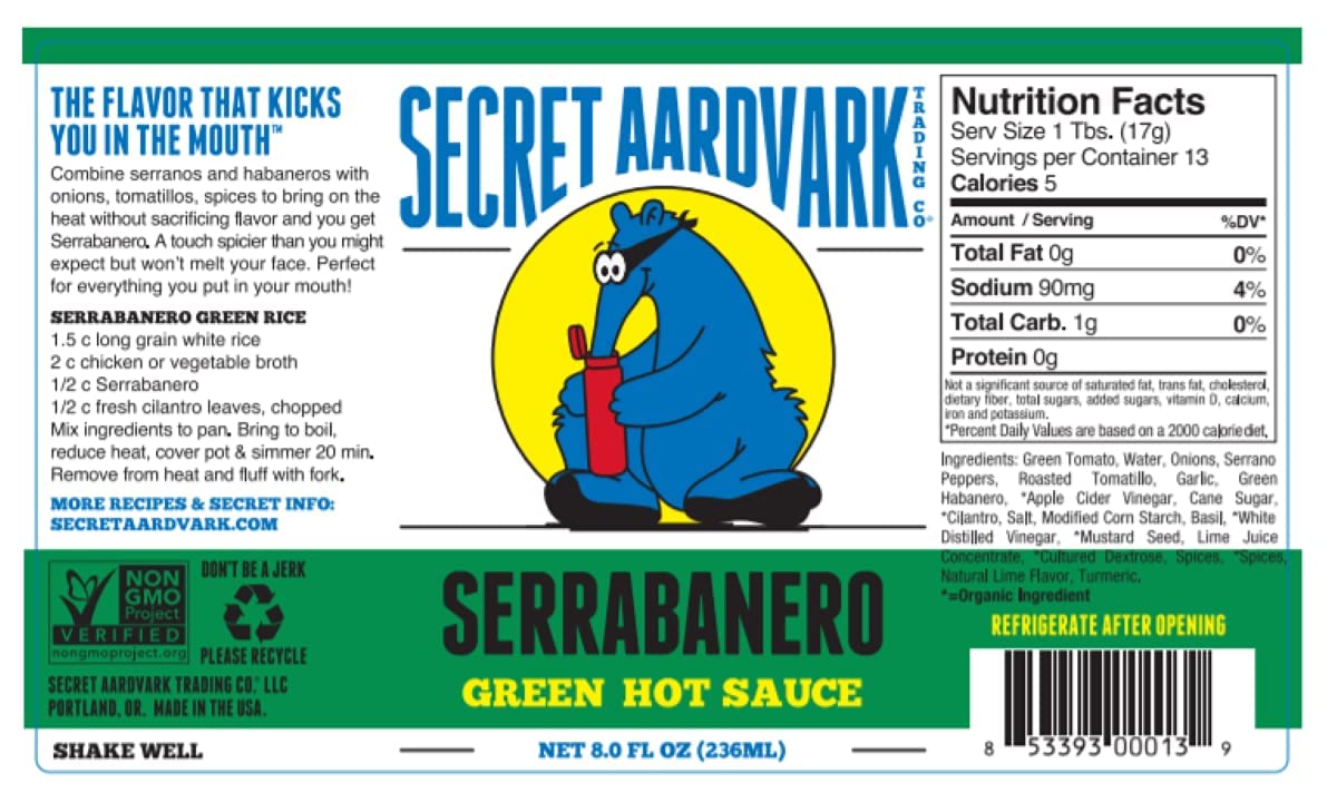 Secret Aardvark Hot Sauce Variety Pack, Non-GMO, 3-Pack, 8 fl oz Each