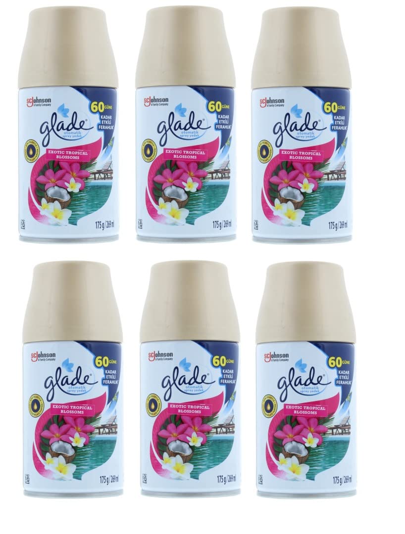 Glade Automatic Spray Air Freshener Refill Exotic Tropical Blossoms Scent 6.2 Ounce (Pack of 6)