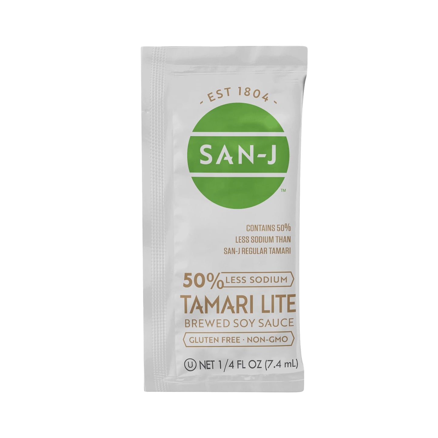 San-J Tamari Lite Soy Sauce, 50% Less Sodium, Portion Packets, 1/4oz, 50Pk