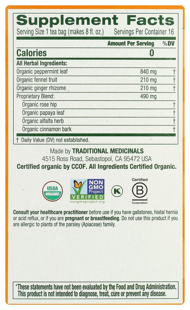 Traditional Medicinals Tea Grn Peppermint Org
