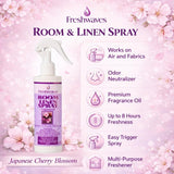 Freshwaves Room and Linen Spray | Japanese Cherry Blossom Fragrance Oil | 8oz Air Spray Freshener | Room Spray Odor Eliminator for Living Room |