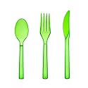 Party Essentials Hard Plastic Cutlery Combo Pack, 51 Pieces/17 Place Settings, Neon Green