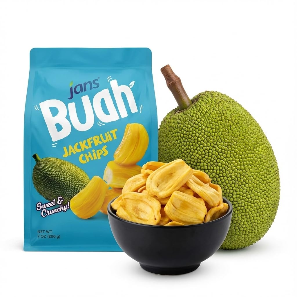 Jackfruit Chips 7 Oz | Jans Buah Dried Jackfruit Chips, Gluten-Less Fruit Snack, Authentic Fruit Experience, Jack Fruit Dried, Freeze Dried