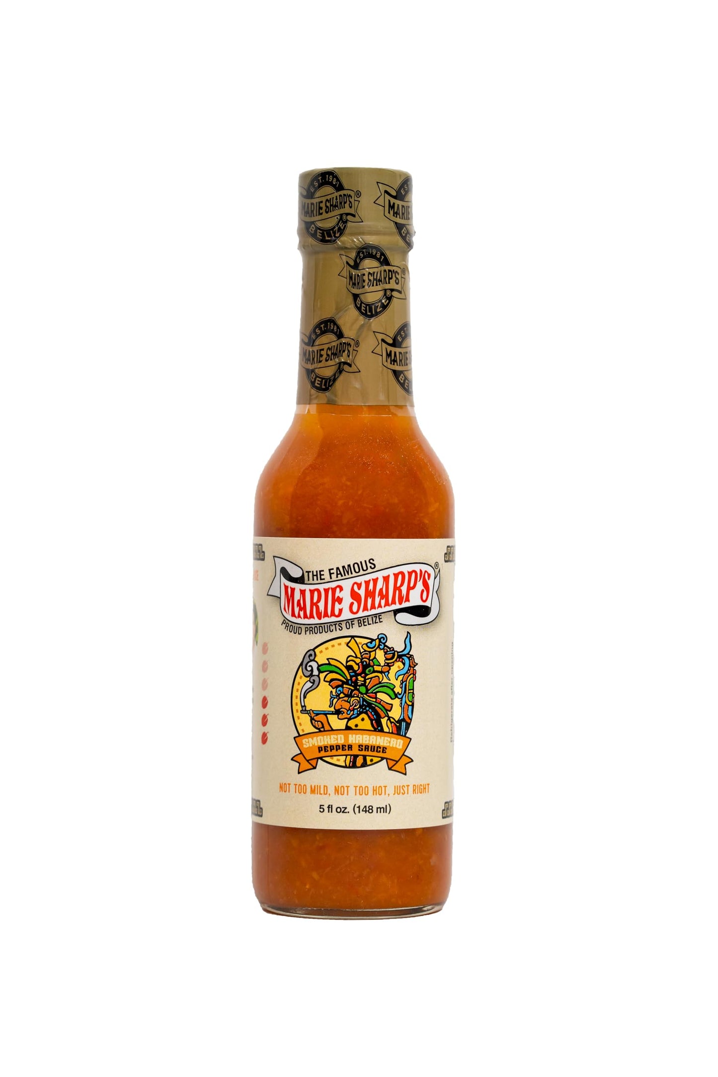 Marie Sharp’s Smoked Habanero Pepper Sauce, 5 oz - Belizean Hot Sauce with Bold Smoke & Heat - All-Natural, Gluten-Free