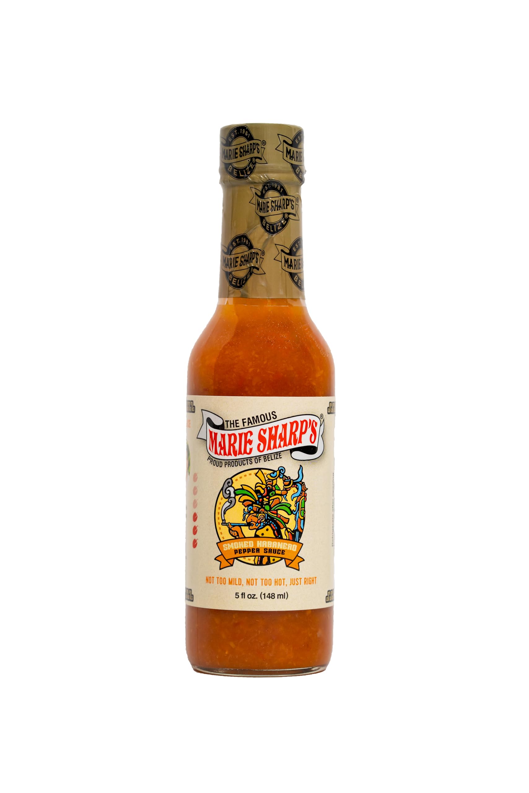 Marie Sharp’s Smoked Habanero Pepper Sauce, 5 oz - Belizean Hot Sauce with Bold Smoke & Heat - All-Natural, Gluten-Free
