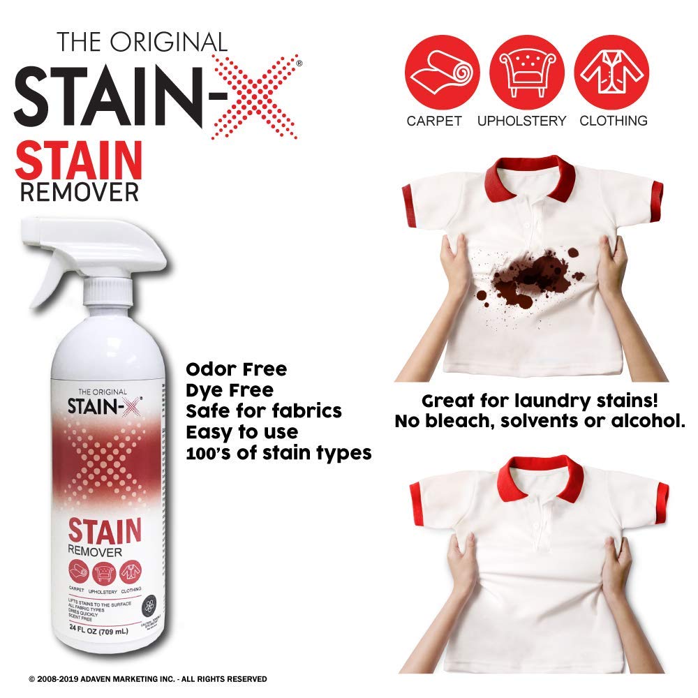STAIN-X Cleaner | Effective Stain Remover for Laundry, Carpet, Clothing, Upholstery and Other Washable Fabrics - Value Pack (128 oz)