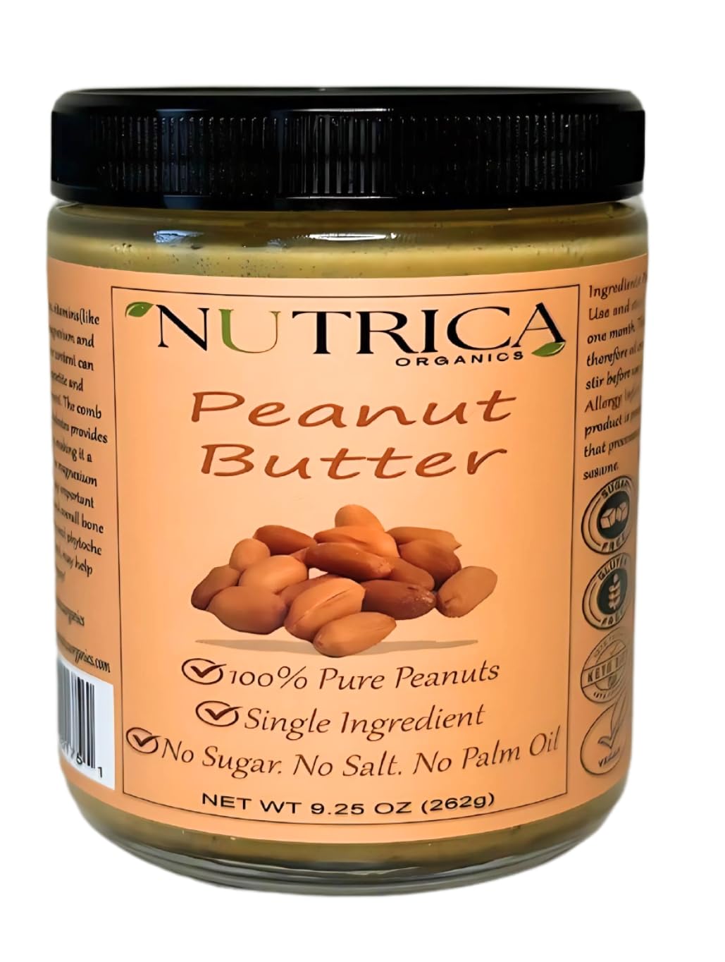 100% Pure Peanut Butter, Single Ingredient, No Salt, No Sugar, No Palm Oil, Double Sealed, No Additives, Vegan, Plant Based Protein, Premium Roasted
