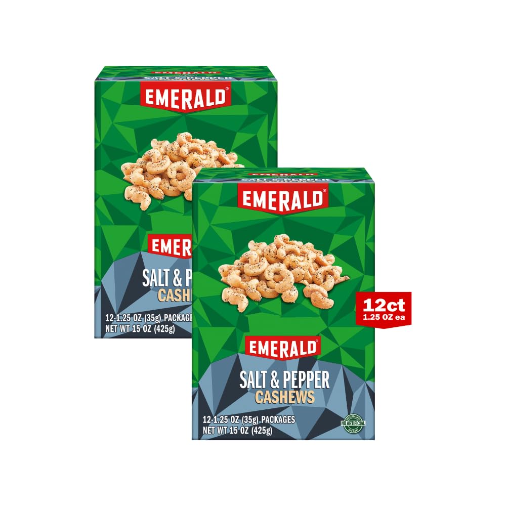 Emerald Nuts, Salt and Pepper Cashews, 15 Oz (Pack of 2)